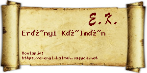 Erényi Kálmán névjegykártya